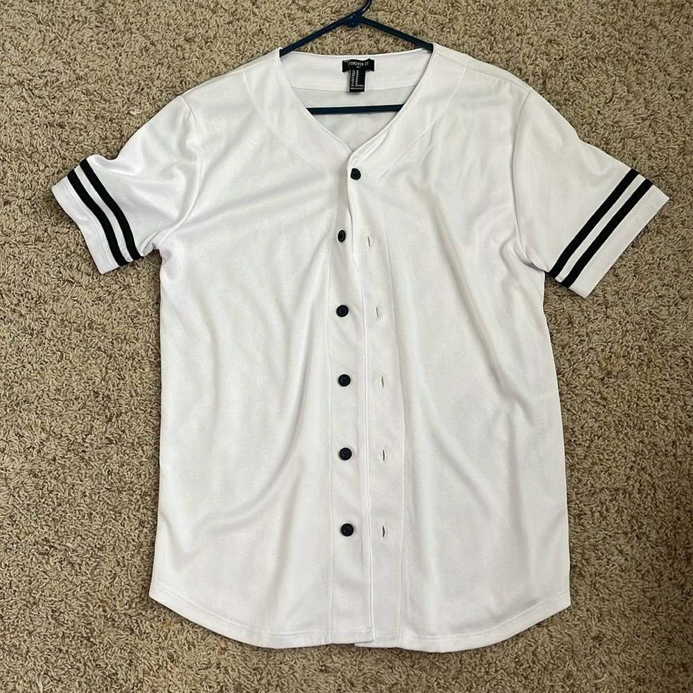 White and black baseball style jersey